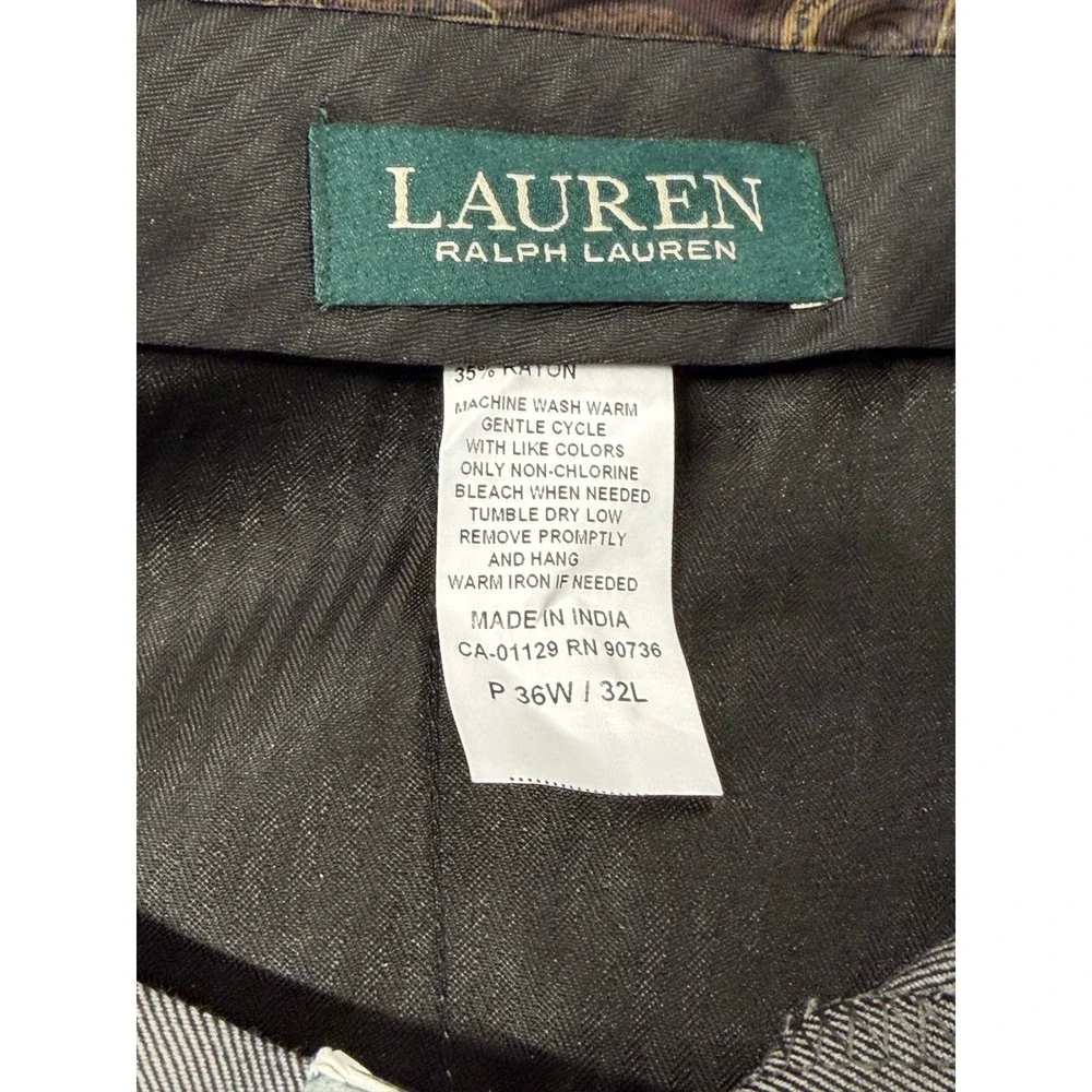 Lauren Ralph Lauren‎ Mens Grey Flat Front Dress Pants 36W x 32L (C42) NWTs